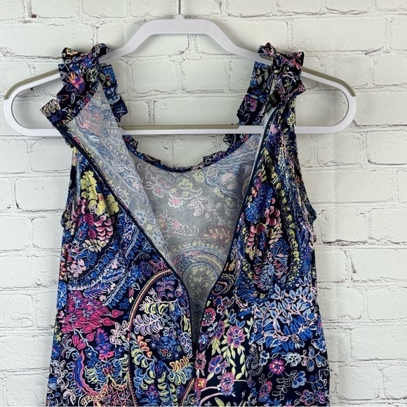 Talbots Dress Womens Size 2 Paisley Shift Sleeveless Ruffle Collar Zip Stretch - Picture 4 of 9